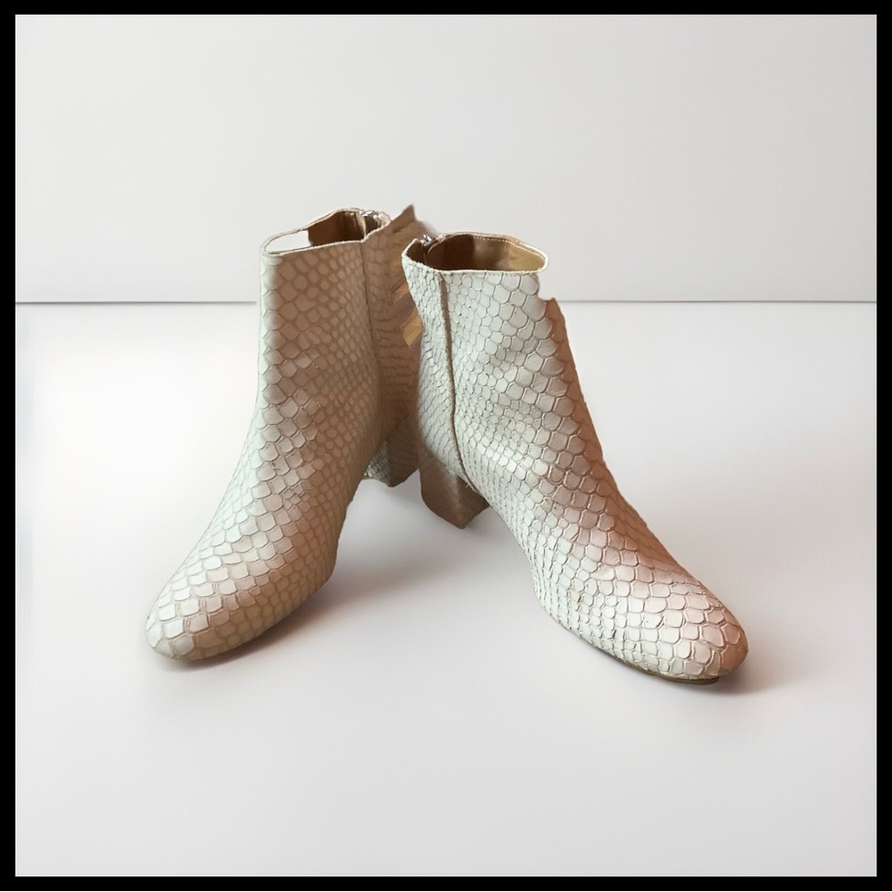 Hic ATP ATELIER Snakeskin Ankle Boots - Size 8.5 / 39D - Made in Italy Chic!